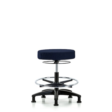 Rutledge Fab Stool without Back-Medium Bench Height with Chr Foot RingandStat Glides in Navy Fab MPN:BR-FMBSO-RG-CF-RG-F45