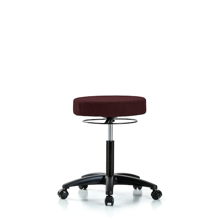Rutledge Fabric Stool without Back - Medium Bench Height with Casters in Burgundy Fabric MPN:BR-FMBSO-RG-NF-RC-F41