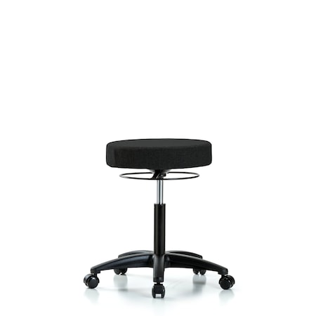 Rutledge Fabric Stool without Back - Medium Bench Height with Casters in Black Fabric MPN:BR-FMBSO-RG-NF-RC-F42