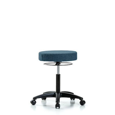 Rutledge Fabric Stool without Back - Medium Bench Height with Casters in Blue Fabric MPN:BR-FMBSO-RG-NF-RC-F43