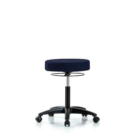 Rutledge Fabric Stool without Back - Medium Bench Height with Casters in Navy Fabric MPN:BR-FMBSO-RG-NF-RC-F45