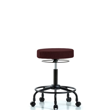 Rutledge Fab Stool without Back - Med Bench Height with Round Tube Base and Casters in Burgundy Fab MPN:BR-FMBSO-RT-RC-F41