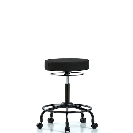 Rutledge Fab Stool without Back - Med Bench Height with Round Tube Base and Casters in Black Fab MPN:BR-FMBSO-RT-RC-F42