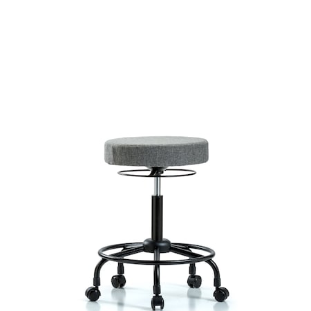 Rutledge Fab Stool without Back - Med Bench Height with Round Tube Base and Casters in Gray Fab MPN:BR-FMBSO-RT-RC-F44