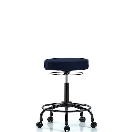 Rutledge Fab Stool without Back - Med Bench Height with Round Tube Base and Casters in Navy Fab MPN:BR-FMBSO-RT-RC-F45