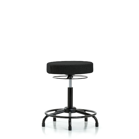 Rutledge Fab Stool without Back-Medium Bench Height with RT BaseandStat Glides in Black Fab MPN:BR-FMBSO-RT-RG-F42