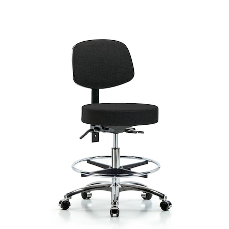 Bench Stool, Med, Fab, Bk Chrm, CF, CastBlk MPN:BR-FMBST-CR-T0-CF-CC-F42