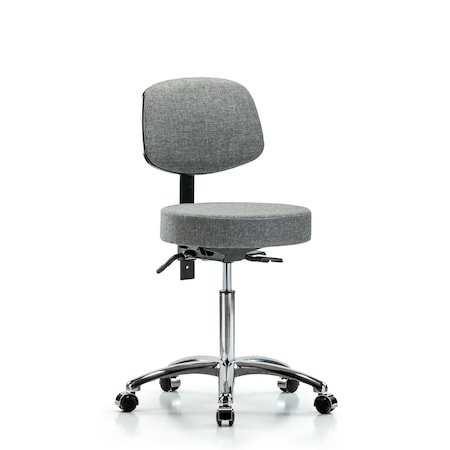 Bench Stool, Med, Fabric, Bk Chrom, Cast, Gry MPN:BR-FMBST-CR-T0-NF-CC-F44