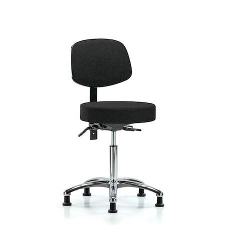 Bench Stool, Med, Fabric, Bk Chrm, Glids, Blk MPN:BR-FMBST-CR-T0-NF-RG-F42
