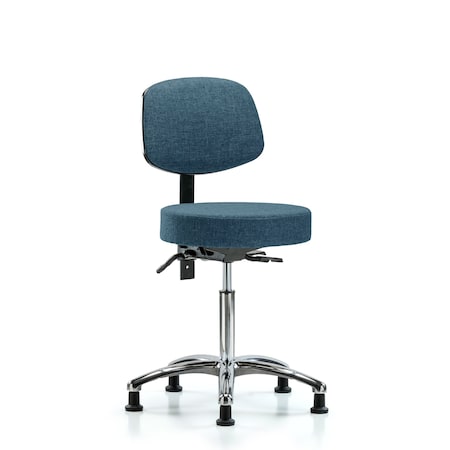 Bench Stool, Med, Fabric, Bk Chrm, Glids, Blu MPN:BR-FMBST-CR-T0-NF-RG-F43