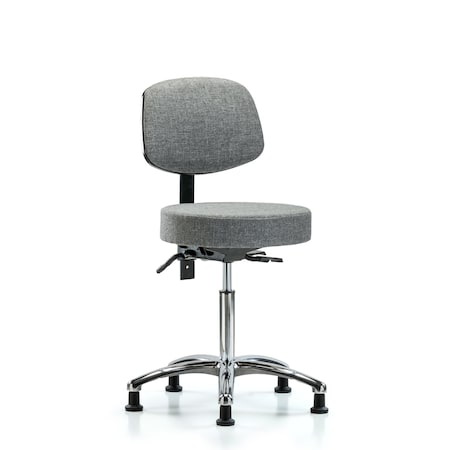 Bench Stool, Med, Fabric, Bk Chrm, Glids, Gry MPN:BR-FMBST-CR-T0-NF-RG-F44