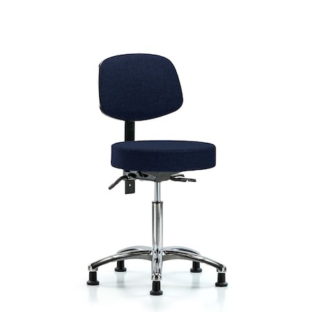 Bench Stool, Med, Fabric, Bk Chrm, Glids, Nav MPN:BR-FMBST-CR-T0-NF-RG-F45