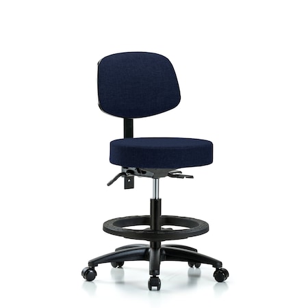 Bench Stool, Med, Fab, Bk, BF, Casters, Nav MPN:BR-FMBST-RG-T0-BF-RC-F45