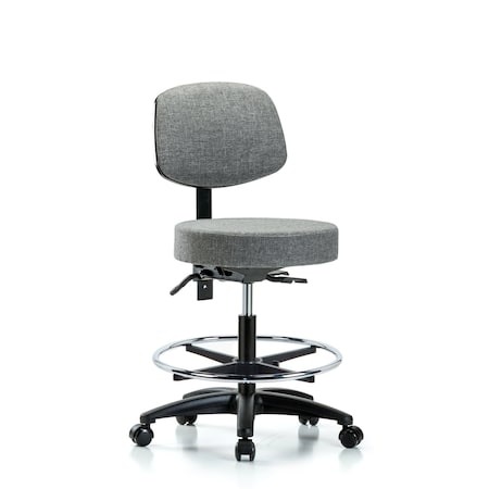 Bench Stool, Med, Fab, Bk, CF, Casters, Gry MPN:BR-FMBST-RG-T0-CF-RC-F44