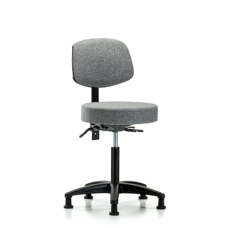 Rutledge Fabric Stool with Back - Medium Bench Height with Stationary Glides in Gray Fabric MPN:BR-FMBST-RG-T0-NF-RG-F44