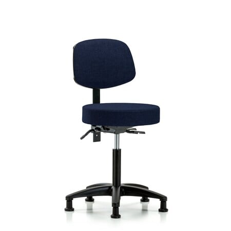 Rutledge Fabric Stool with Back - Medium Bench Height Stationary Glides in Navy Fabric MPN:BR-FMBST-RG-T0-NF-RG-F45