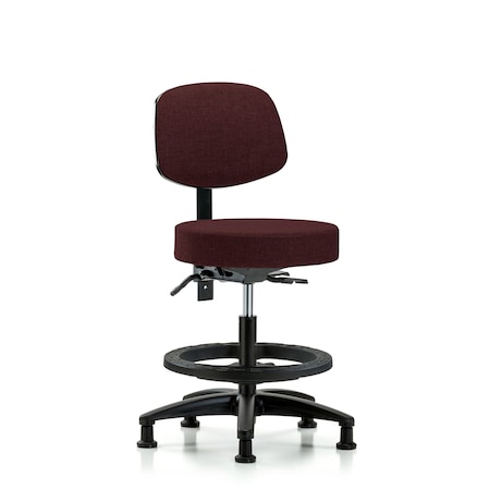 Fab Stool with Back-Medium Bench Height with Seat Tilt, Black FR, andStat Glides in Burgundy Fab MPN:BR-FMBST-RG-T1-BF-RG-F41