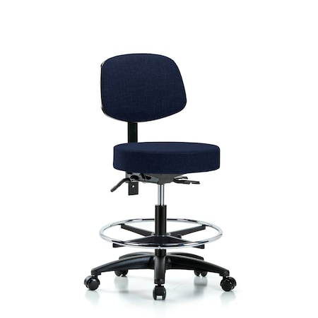 Bech Stool, Med, Fab, Bk, Tilt, CF, Cast, Nav MPN:BR-FMBST-RG-T1-CF-RC-F45