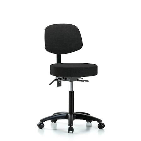 Rutledge Fabric Stool with Back - Medium Bench Height with Seat Tilt and Casters in Black Fabric MPN:BR-FMBST-RG-T1-NF-RC-F42