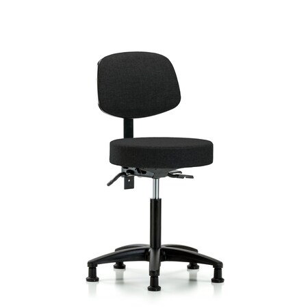 Rutledge Fab Stool with Back - Med Bench Height with Seat Tilt and Stat Glides in Black Fab MPN:BR-FMBST-RG-T1-NF-RG-F42