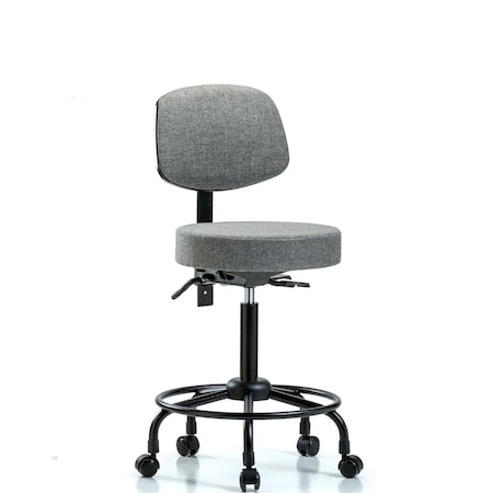 Bench Stool, Med, Fab, Bk, RT, Casters, Gry MPN:BR-FMBST-RT-T0-RC-F44