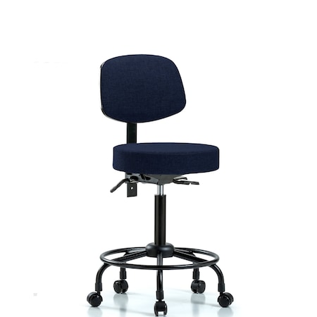 Bench Stool, Med, Fab, Bk, RT, Casters, Nav MPN:BR-FMBST-RT-T0-RC-F45