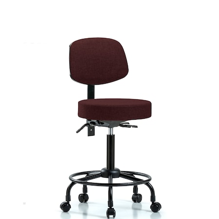 Rutledge Fab Stool with Back-Medium Bench Height with RT Base, Seat Tilt, andCasters in Burgundy Fab MPN:BR-FMBST-RT-T1-RC-F41