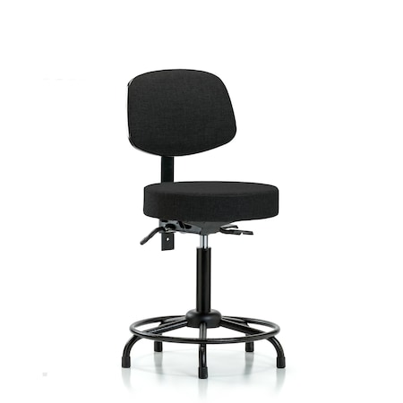 Fab Stool with Back-Medium Bench Height with Round Tube Base, Seat Tilt, and Stat Glides in Black Fab MPN:BR-FMBST-RT-T1-RG-F42