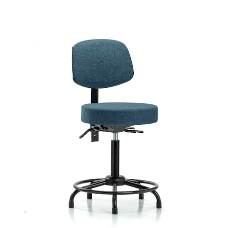 Fab Stool with Back-Medium Bench Height with Round Tube Base, Seat Tilt, and Stat Glides in Blue Fab MPN:BR-FMBST-RT-T1-RG-F43