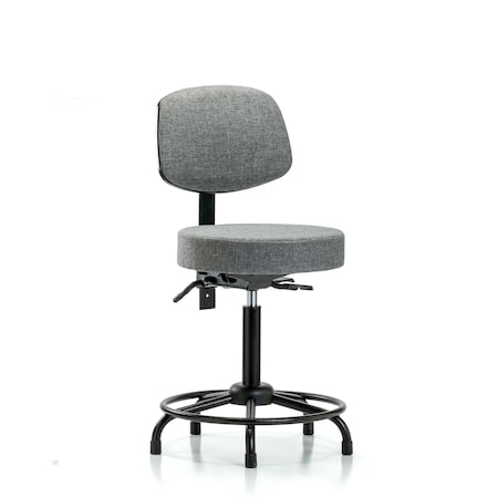 Fab Stool with Back-Medium Bench Height with Round Tube Base, Seat Tilt, and Stat Glides in Gray Fab MPN:BR-FMBST-RT-T1-RG-F44