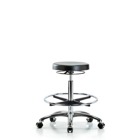 Polyurethane Stool Chrome - High Bench Height with Chrome Foot Ring and Casters MPN:BR-PHBSO-CR-CF-CC