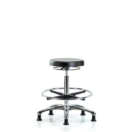 Polyurethane Stool Chrome - High Bench Height with Chrome Foot Ring and Stationary Glides MPN:BR-PHBSO-CR-CF-RG
