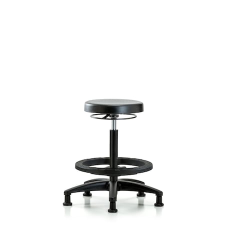 Polyurethane Stool - High Bench Height with Black Foot Ring and Stationary Glides MPN:BR-PHBSO-RG-BF-RG