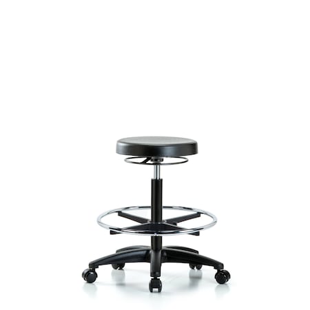 Polyurethane Stool - High Bench Height with Chrome Foot Ring and Casters MPN:BR-PHBSO-RG-CF-RC