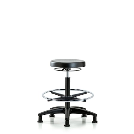 Polyurethane Stool - High Bench Height with Chrome Foot Ring and Stationary Glides MPN:BR-PHBSO-RG-CF-RG