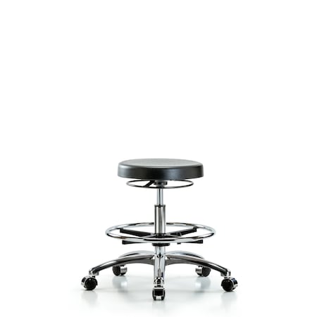 Polyurethane Stool Chrome - Medium Bench Height with Chrome Foot Ring and Casters MPN:BR-PMBSO-CR-CF-CC