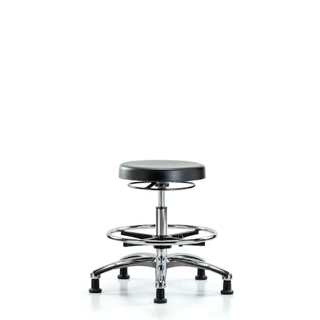Polyurethane Stool Chrome - Medium Bench Height with Chrome Foot Ring and Stationary Glides MPN:BR-PMBSO-CR-CF-RG