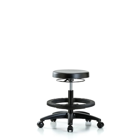 Polyurethane Stool - Medium Bench Height with Black Foot Ring and Casters MPN:BR-PMBSO-RG-BF-RC