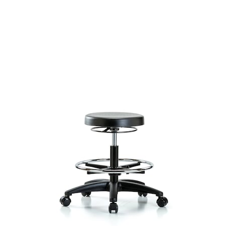 Polyurethane Stool - Medium Bench Height with Chrome Foot Ring and Casters MPN:BR-PMBSO-RG-CF-RC