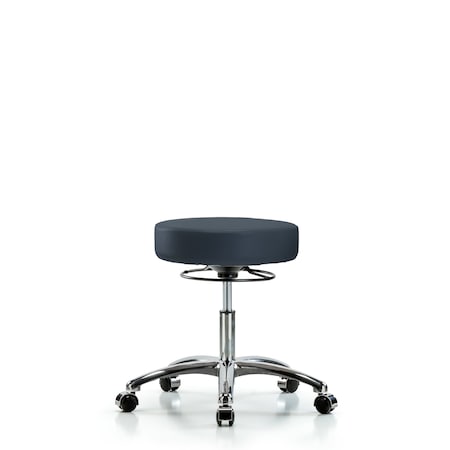 Desk Stool, Vinyl, Chrome, Casters, Nav MPN:BR-VDHSO-CR-CC-8582