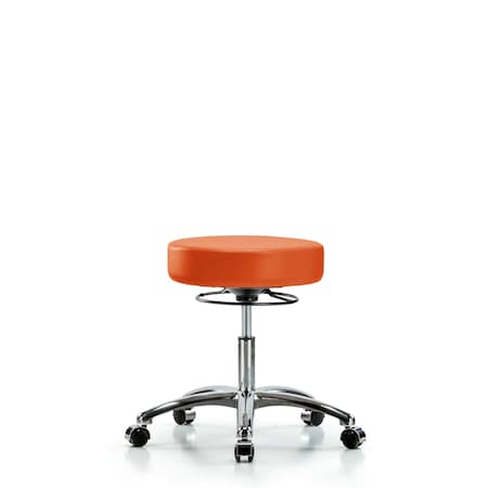 Desk Stool, Vinyl, Chrome, Casters, Orange MPN:BR-VDHSO-CR-CC-8613