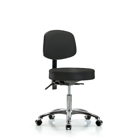 Desk Stool, Vinyl, Bk, Chrome, Casters, BLK MPN:BR-VDHST-CR-T0-CC-8540