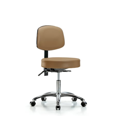 Desk Stool, Vinyl, Bk, Chrome, Casters, Taupe MPN:BR-VDHST-CR-T0-CC-8584