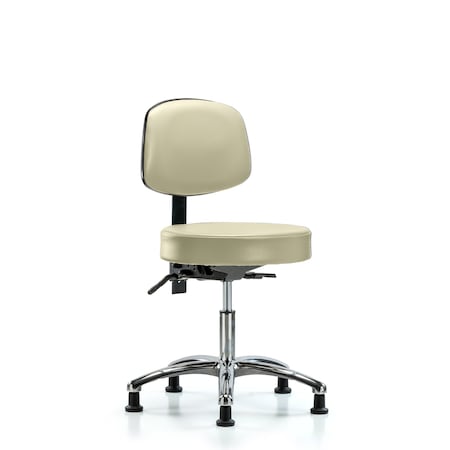 Desk Stool, Vinyl, Bk, Chrome, Glides, Wht MPN:BR-VDHST-CR-T0-RG-8501