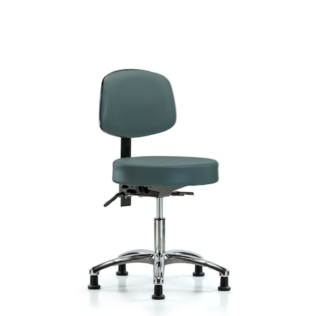 Desk Stool, Vinyl, Bk, Chrome, Glides, Blu MPN:BR-VDHST-CR-T0-RG-8546