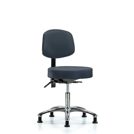 Desk Stool, Vinyl, Bk, Chrome, Glides, Nav MPN:BR-VDHST-CR-T0-RG-8582