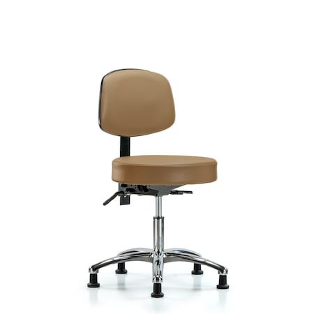 Desk Stool, Vinyl, Bk, Chrome, Glides, Taupe MPN:BR-VDHST-CR-T0-RG-8584