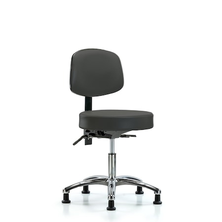 Desk Stool, Vinyl, Bk, Chrome, Glides, Gry MPN:BR-VDHST-CR-T0-RG-8605