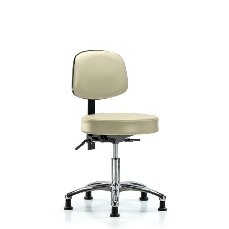 Desk Stool, Vin, Bk Chrome, Tilt Glides, Wht MPN:BR-VDHST-CR-T1-RG-8501