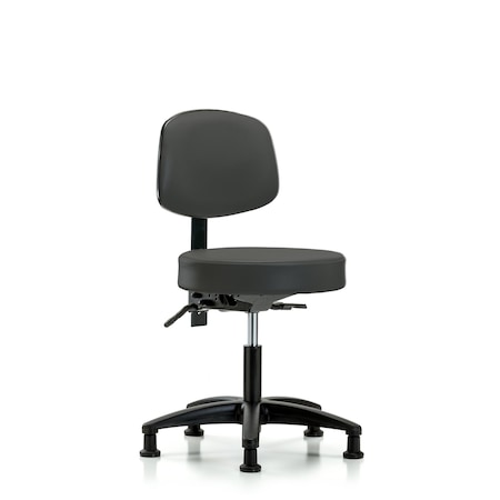 Desk Stool, Vinyl, Bk, Glides, Gry MPN:BR-VDHST-RG-T0-RG-8605
